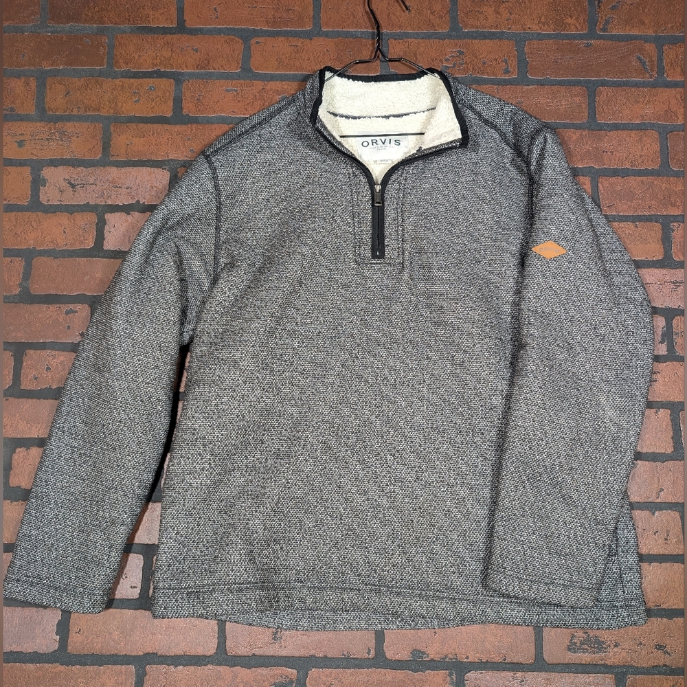 Orvis Heavy Weight 1/4 zip Fleece‎ Sweater With Pockets